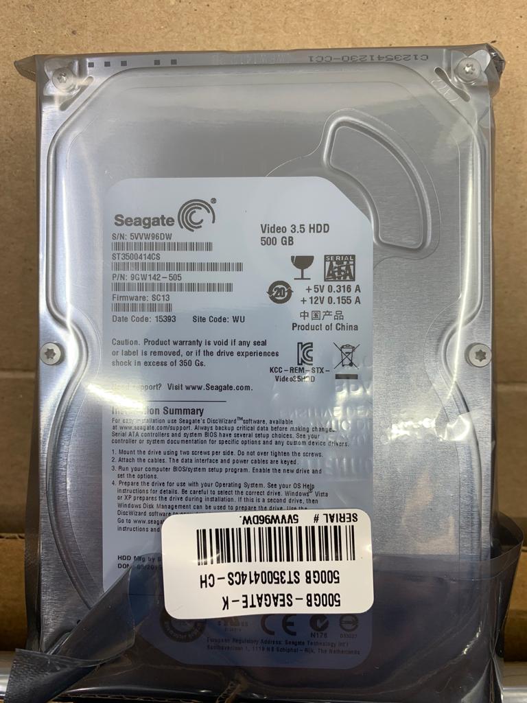 Seagate SATA Hard Drive - 3.5 in Form Factor 500 GB Storage Capacity Internal-PULL